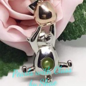 925 Sterling Silver 'Pooh' Necklace Pendant pearl